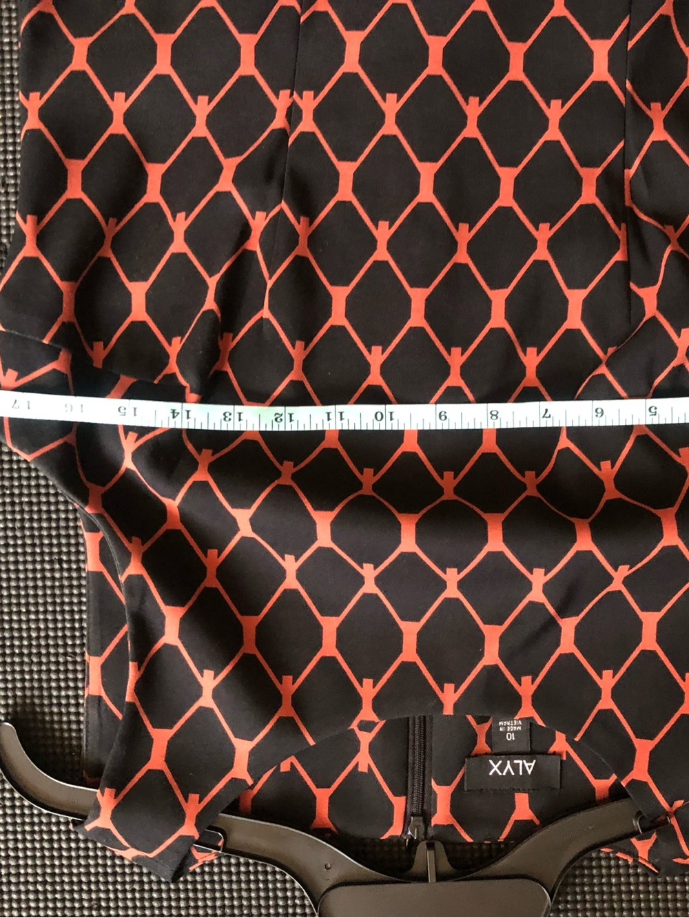 Alyx Black and Coral Geometric Midi Dress - Picture 5 of 7